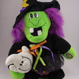 Vintage MTY Halloween Decor Witch Ghost Dancing Singing Blinking 15" 